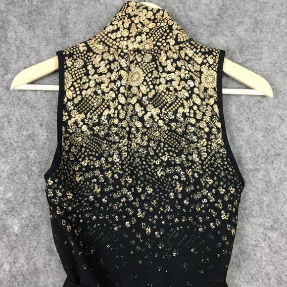 Wilfred Dress XXS Faux Wrap Black Gold Cocktail Evening Semi Formal Holiday - Picture 14 of 16